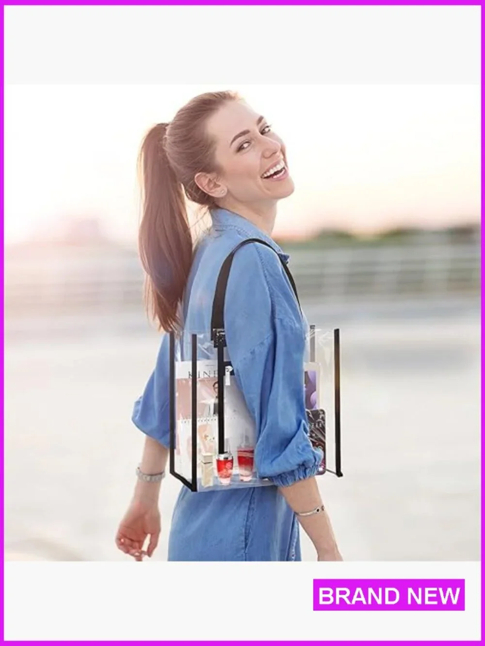 Clear Stadium Approved Tote Bag Set for Concerts & Sports Events, Waterproof PVC - Picture 7 of 7